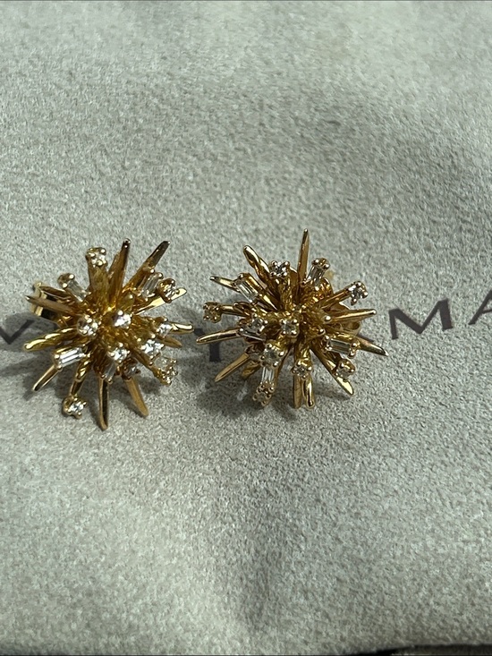 David Yurman Jewelry - David Yurman Gold Starburst Diamond Accent Stud Earrings